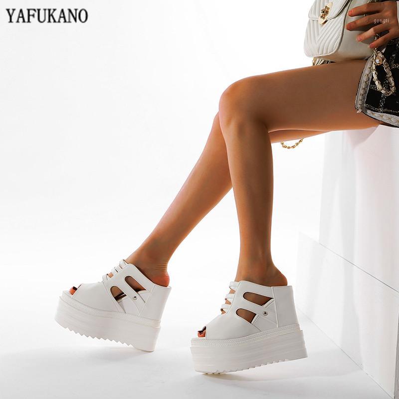 

14Cm Super High Heels Thick Bottom Wedges Women Slippers Summer Sexy Inside Increase Female Sandals Non-Slip Slides Dress Party1, Black