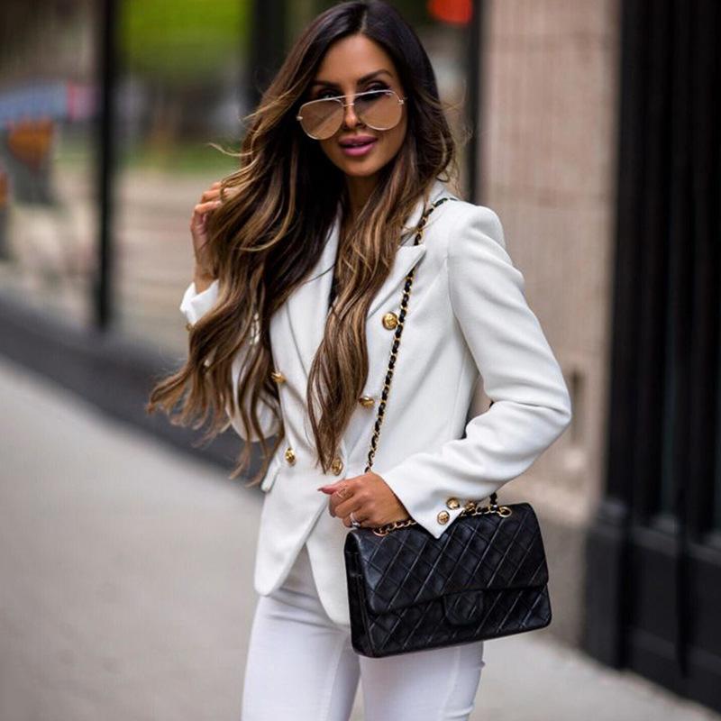 

HIGH QUALITY New Fashion 2021 Baroque Designer Blazer Jacket Women' Double Breasted Blazer Outerwear BY259, Black