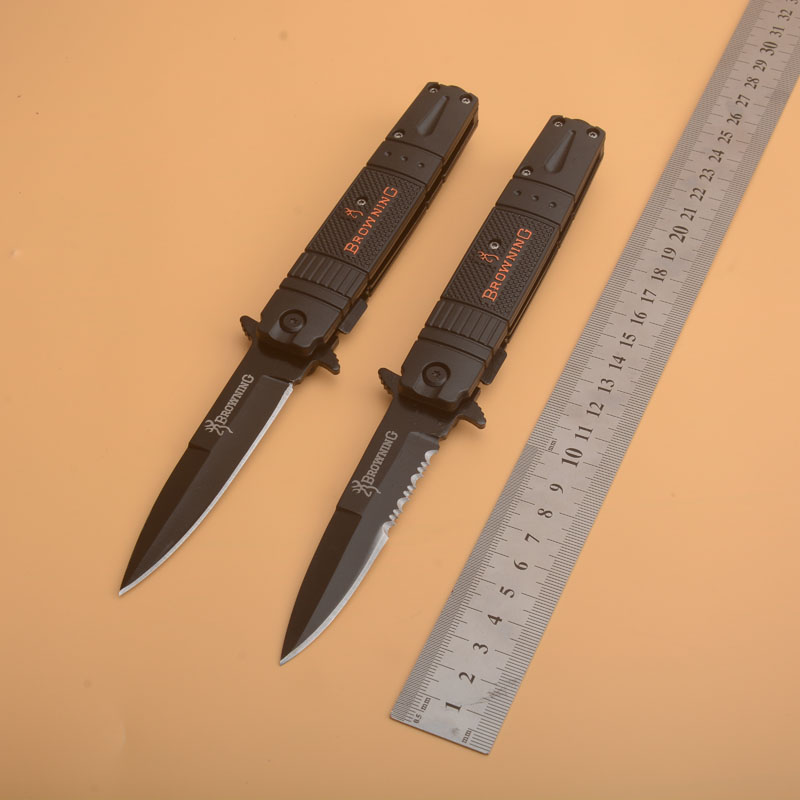 

HOT 2019 Browning knife Knives Side Open Spring Assisted Knife 5CR13MOV 58HRC Stee+aluminum Handle EDC Folding Pocket Knife Survival Gear