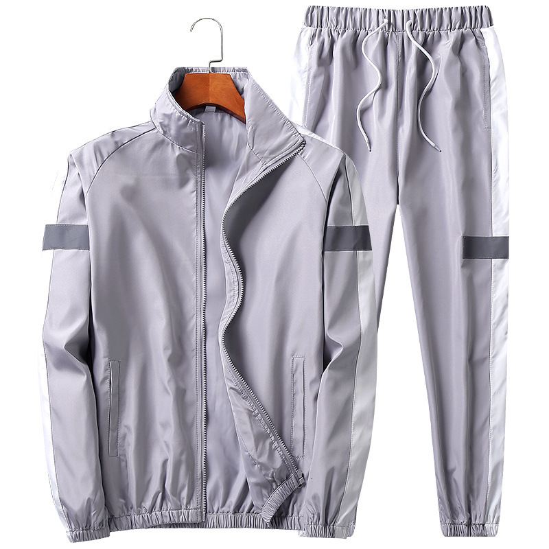 

2021 Autumn Winter Reflective Male Jacket of Two Pieces with Hood + Jogger Outdoor Sports Pants TXEL, Spring and autumn.