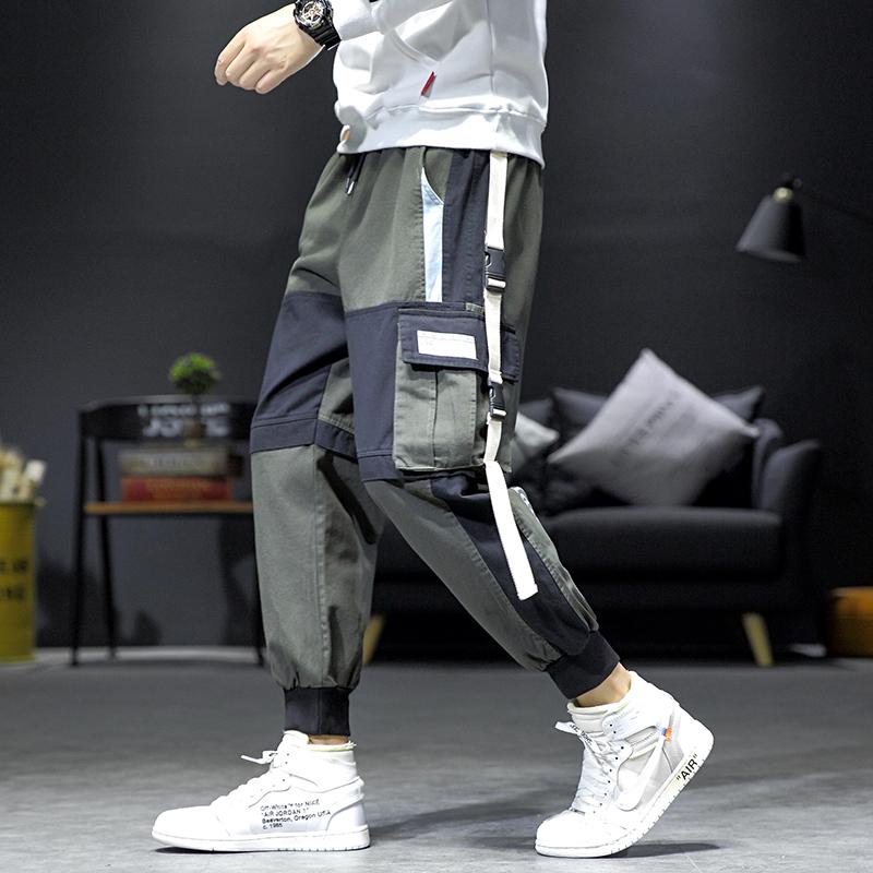 

Nice Harajuku Men Multi-pocket Elastic Waist Harem Pant Streetwear Hip Hop Casual Trousers Joggers Male Army Cargo Pants 5XL, Army green