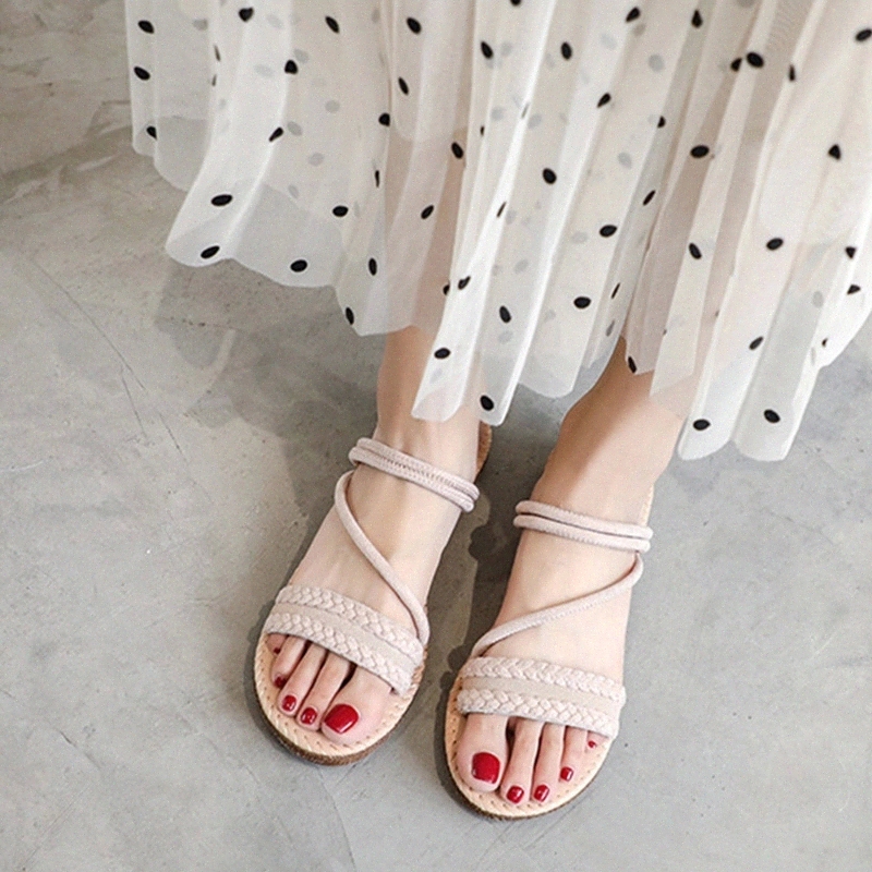 

Women Suede Rome 2020 Ladies Open Toe Slip On Flock Women's Casual Female Comfortable Fashion Sandals Woman Flats Drop Shipping #Au3e, Black