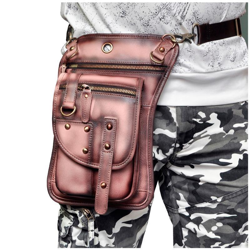 

Genuine Leather Design Men Casual Messenger Shoulder Bag Fashion Fanny Belt Waist Pack Drop Leg Bag 8" Tablets Pouch 2141LC1, Sky blue