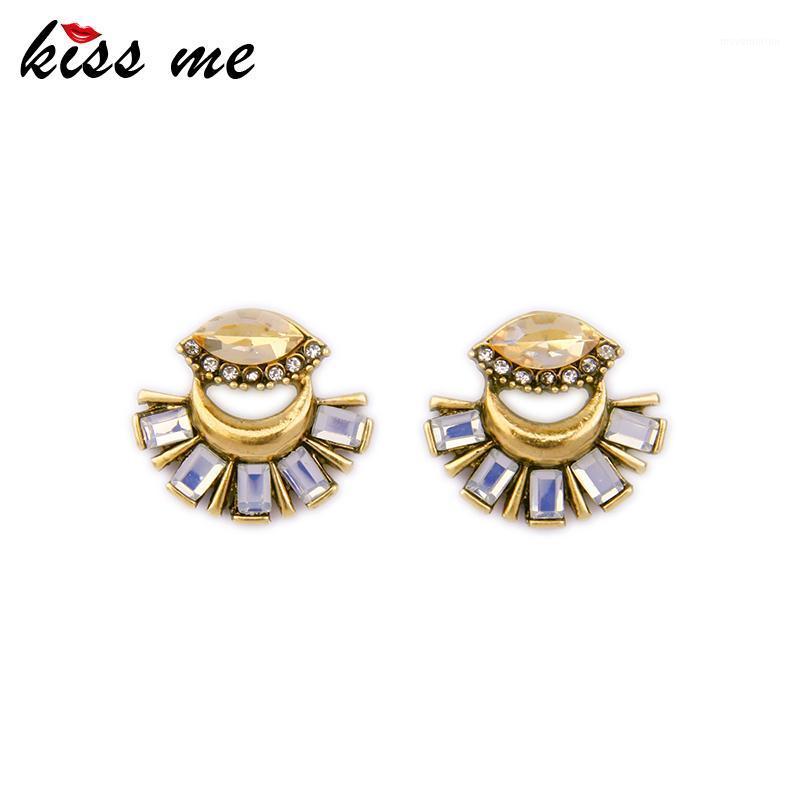 

KISS ME Latest Stud Earrings Antique Gold Color Statement Jewelry Korean Fashion Earrings for Girls1