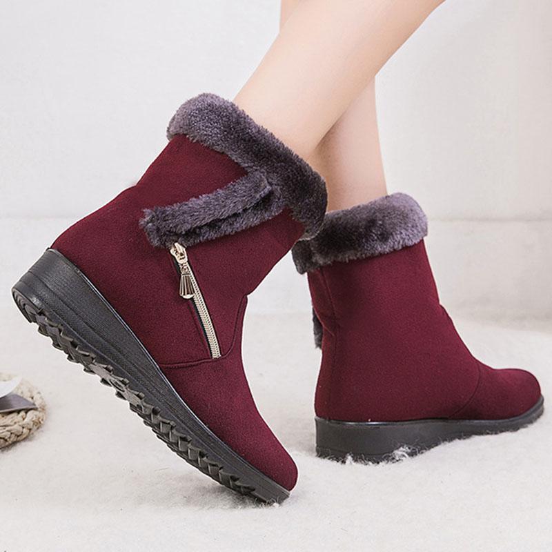 

2020 Winter Women Ankle Boots Warm Plush Snow Boots Non-slip Women's Winter Casual Women Shoes Zapatos Mujer Plus Size 43, Brown