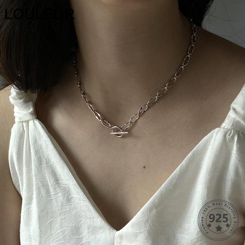 

Louleur Hot Sale Choker Silver 925 Necklace for Women High Quality Thick Wide Chain Minimalist Party Necklace 925 Fine Jewelry