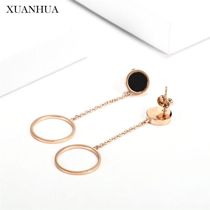 

XUANHUA Stainless Steel Earrings For Women Long Drop Earrings Female Fashion Jewelry Summer Accessories Free Shipping