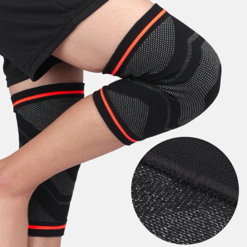 

1PC Knee Pad Sleeve Thermal Knit Compression Leg Protector For Running Jogging Hiking Football Knee Guard, Black-blue
