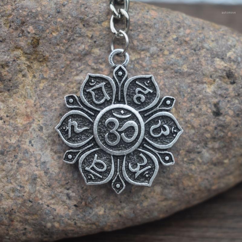 

Spiritual OM Buddha Mandala Lotus Keychain yoga Charm Pendant Tibetan Jewelry1