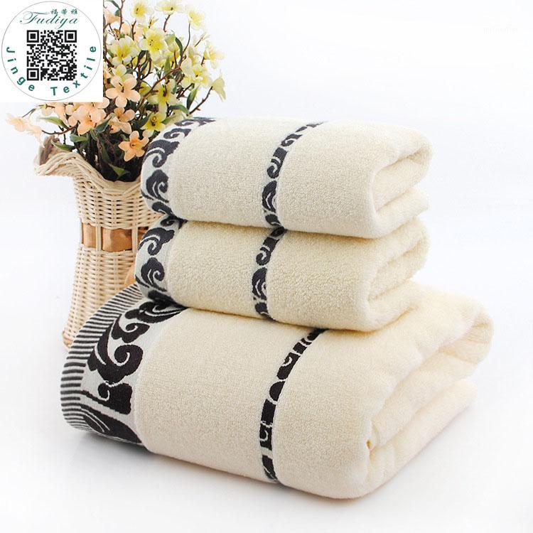 

New Fashion (3pcs/Lot) Bath Towel Set 1*70cm*140cm & 2*34cm*74cm 100% Cotton Bath Towel Piece Set Face Wholesale 3 Colors1, Black