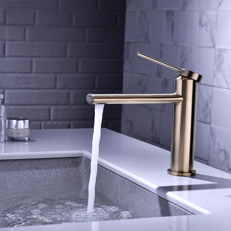 

Simplicity black brass bathroom sink faucet cold hot basin tap high quality copper bathroom faucet Brushed gold/Gun gray/Black1