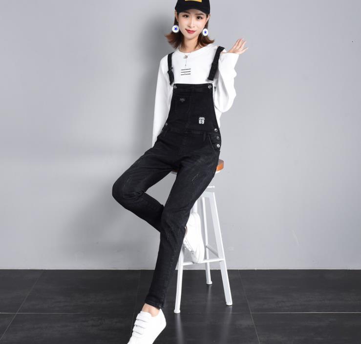 

Spring Jeans Autumn Monkey New Big Release Size Student Women Suspensions Slim Pants 71xa, Black