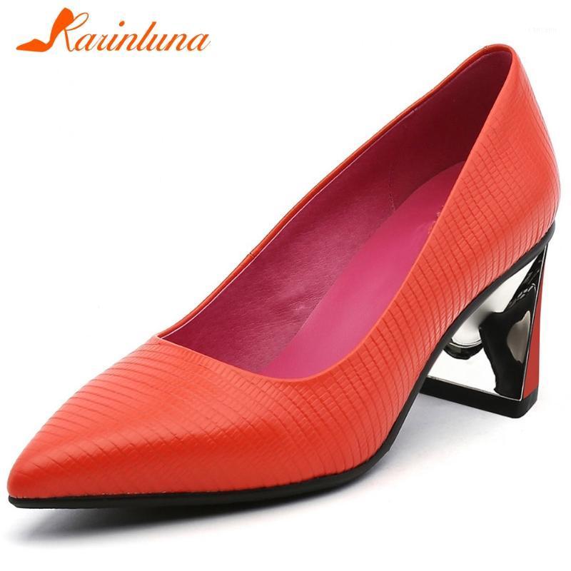 

KARIN New Brand Design Fashion Dress Pumps High Heels Pumps Women Pointed Toe Genuine Leather Shoes Woman1, Blue