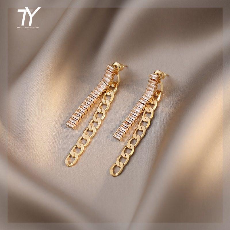 

Dangle & Chandelier Summer Design Creative Metal Chain Tassel Long Drop Earrings For Woman Korean Fashion Jewelry Gothic Girls' Luxury Acces, Silver