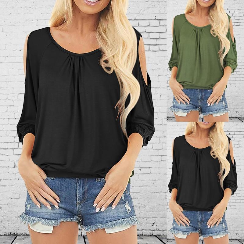 

Women' V-Neck T-shirt Solid color Strapless Shirt Stitching Long Sleeve T-shirts Blouse Summer Ladies Trendy Wild Casual Tops1, Black