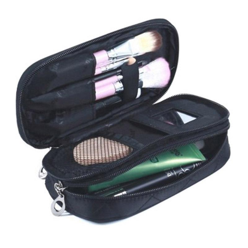 

Double Layer Toothbrush Toothpaste Toiletry Stored Cosmetic Bag Make Up Case Portable Makeup Storage Wash Bags for Women Men, Black