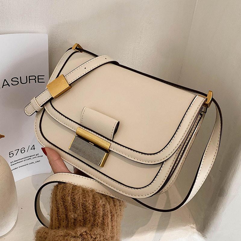 

Simple Small PU Leather Crossbody Handbags and Purses 2021 Winter Women's Chain Designer Shoulder Bag, Beige