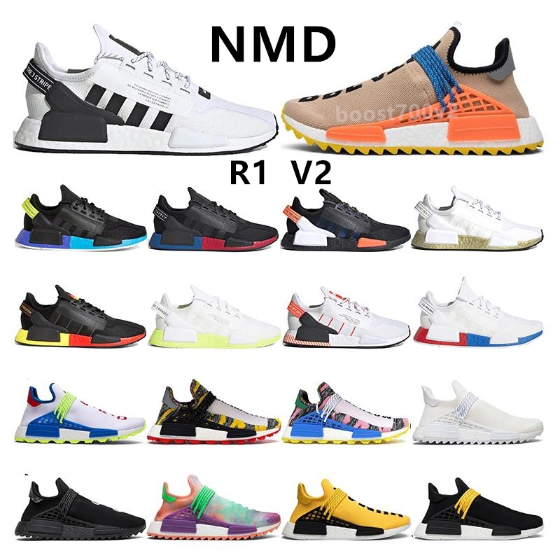

with Box NMD R1 mens running shoes Europe Exclusive lush red blanch blue triple black white men sneakers womens trainers, Color #28