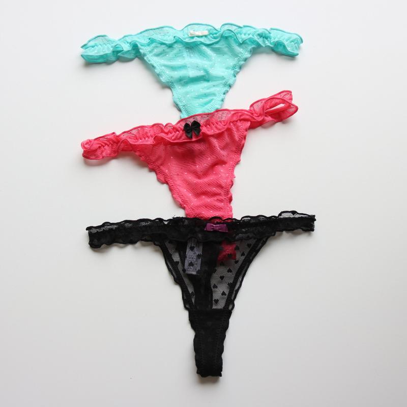 

3Pcs Underwear Set Lace Panties Set Women Plus Size Sexy Lingerie Panty Thongs and G String Tanga T-back Seamless String, Set 6