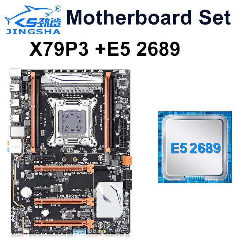 

JINGSHA X79P3 LGA 2011 motherboard set Quad channels with E5 2689 LGA 2011 2.6GHz 8 Core 16 Threads support ddr3 ecc reg RAM 1 o