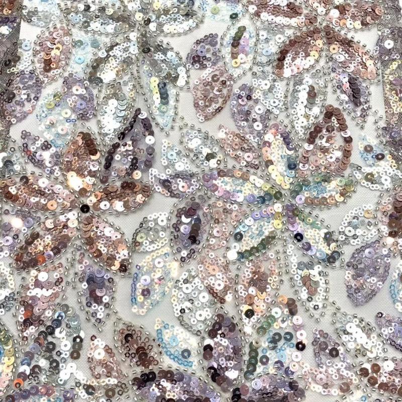 

African Lace Fabric 2020 High Quality Lace Sequins Embroidery African French beaded Fabric For Wedding Dress TS91051