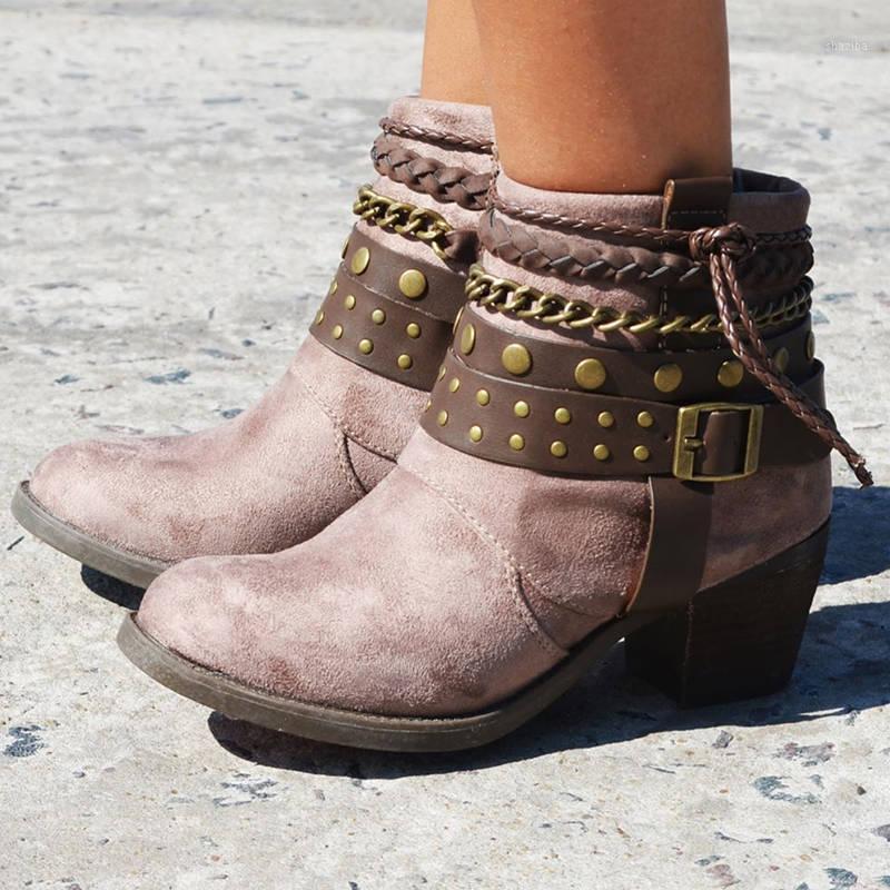 

Women ankle boots high heels pumps vintage PU leather winter autumn warm matin shoes plus size booties woman mujer zapatos D21301, Black