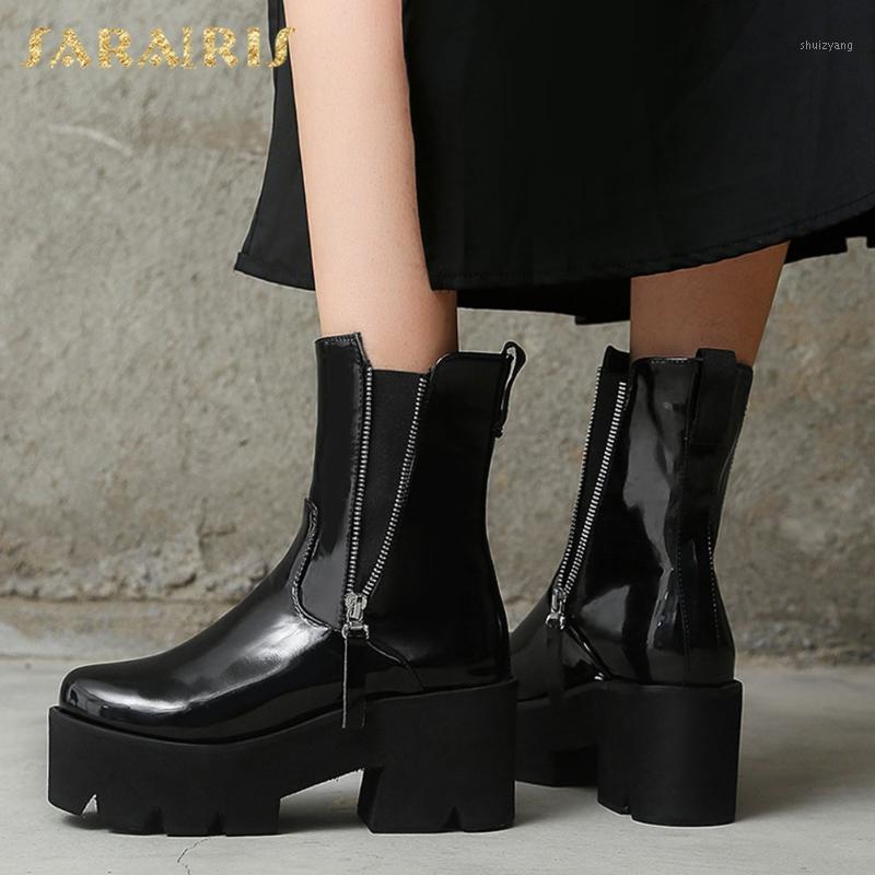 

Sarairis 2020 New Design Elastic Band Square Heel Female Boots Woman Shoes Platform Comfortable Fetish Boots Women1, Black pu