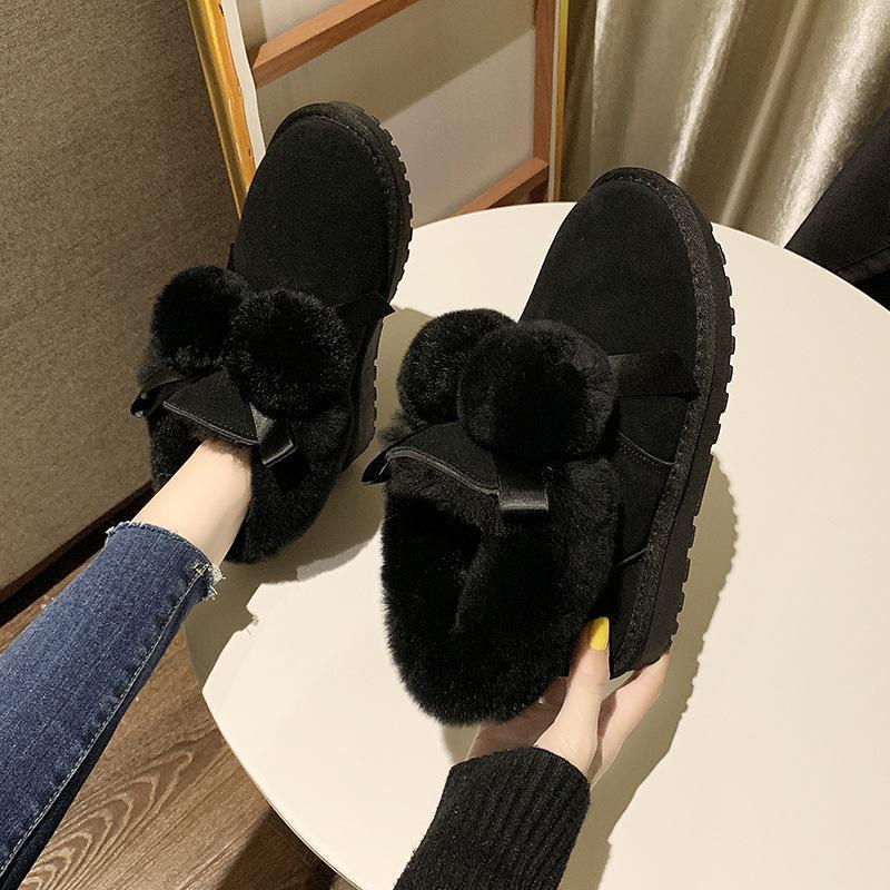 

2020 Women Snow Boots Winter Fur Ankle Boots Female Warm Furry Fur Suede Rubber Flat Slip on Fashion Ladies Platform Shoes1, Beige