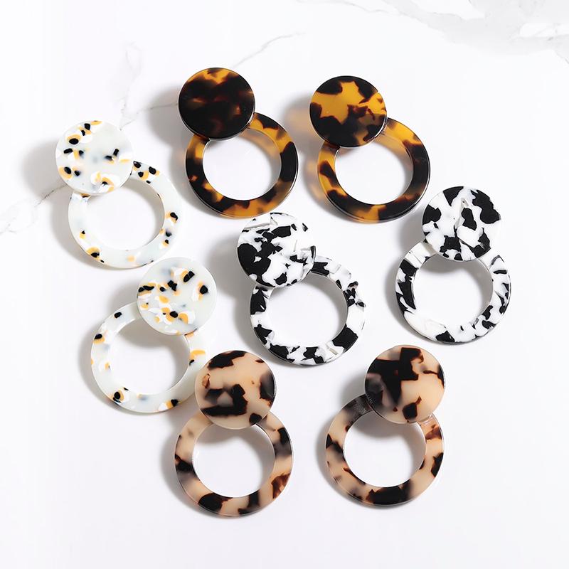 

Tortoiseshell Brincos Leopard Earring Women Round Earring Geometry Earrings Acrylic Earrings for Women Charm Jewelry Wholesale