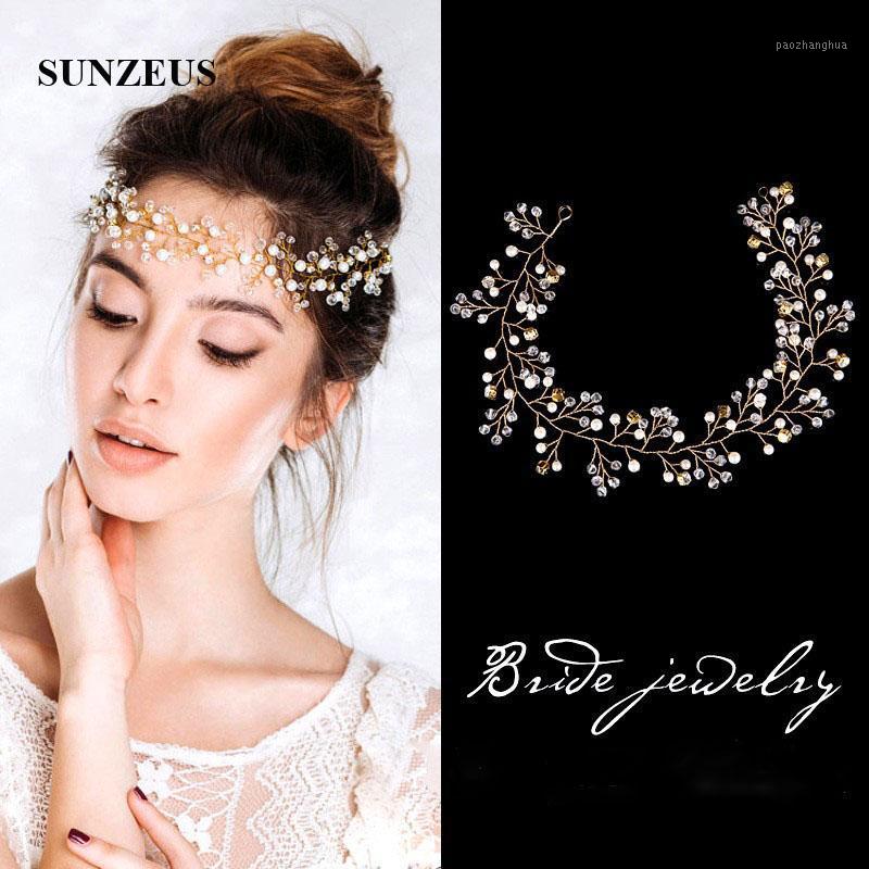 

Bridal Forehead Jewelry For Wedding Crystals Pearls Handmade Simple Headwear Women Party Hair Wear Accesorios Para Mujer HD20 Clips & Barret, Golden;silver