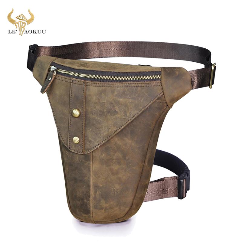 

Crazy Horse Leather Men Vintage Multi-function Messenger One Shoulder Bag Design Travel Belt Fanny Waist Pack Drop Leg Bag 3115, Blue