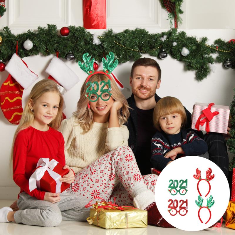 

4pcs Creative Christmas Headbands Party Fancy Glasses Frames Party Supplies