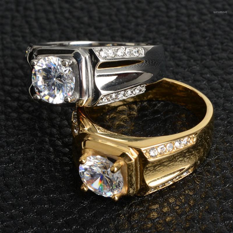 

Material: Stainless Steel Will Not Fade Engagement wedding Ring For Men / Women Silver Color1