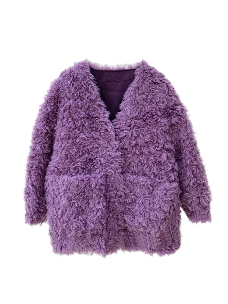 

Multi-Color Sheepskin Fur Coat Female Lamb Leather and Fur in One Coat 2020 Winter New Hot, Photo color