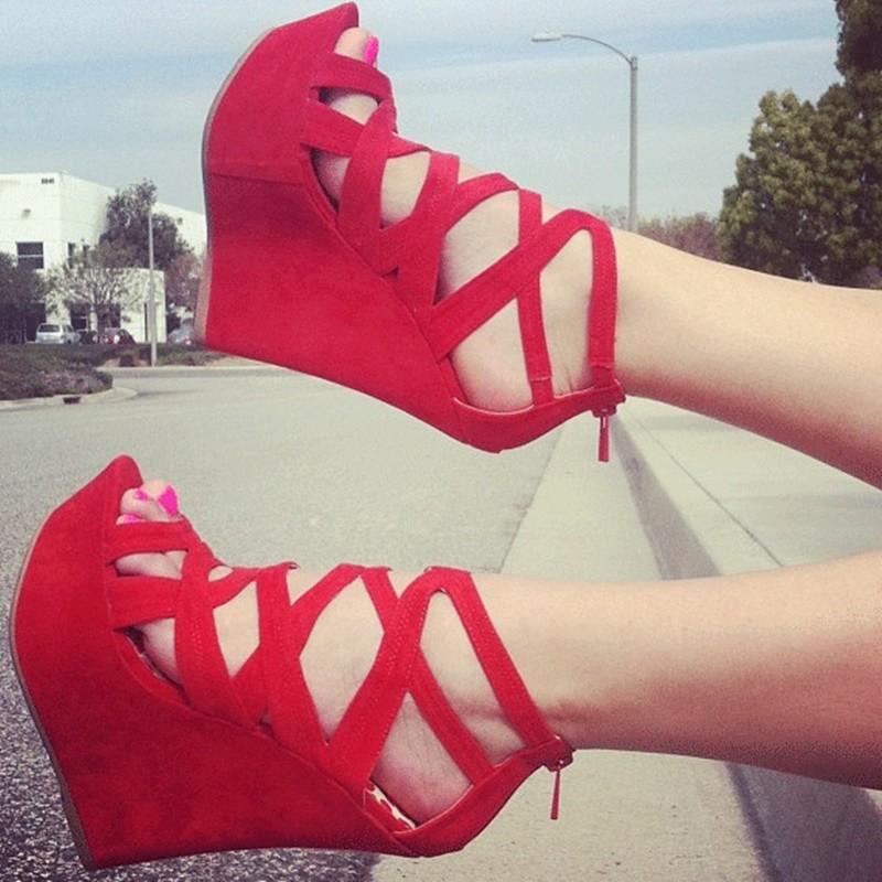 

DIWEINI women sandals 2021 wedges wedding party dress sandals PU fabrics 15.5cm wedges plus size, Black