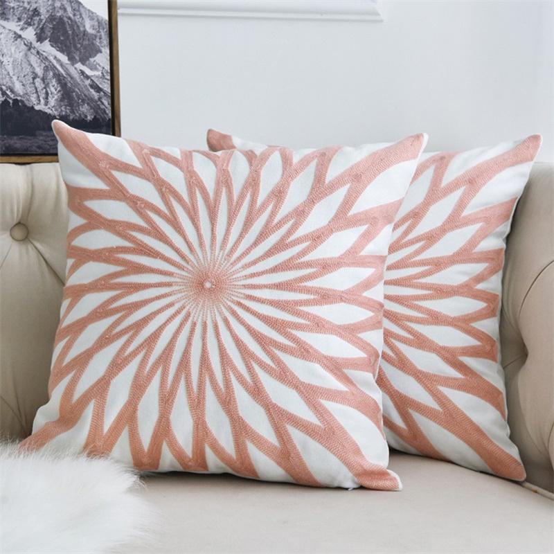 

45X45cm luxury pink embroidery Throw Pillow cover solid color nordic Cushion cover romantic home decoration Pillow sofa cushion, 1 pc