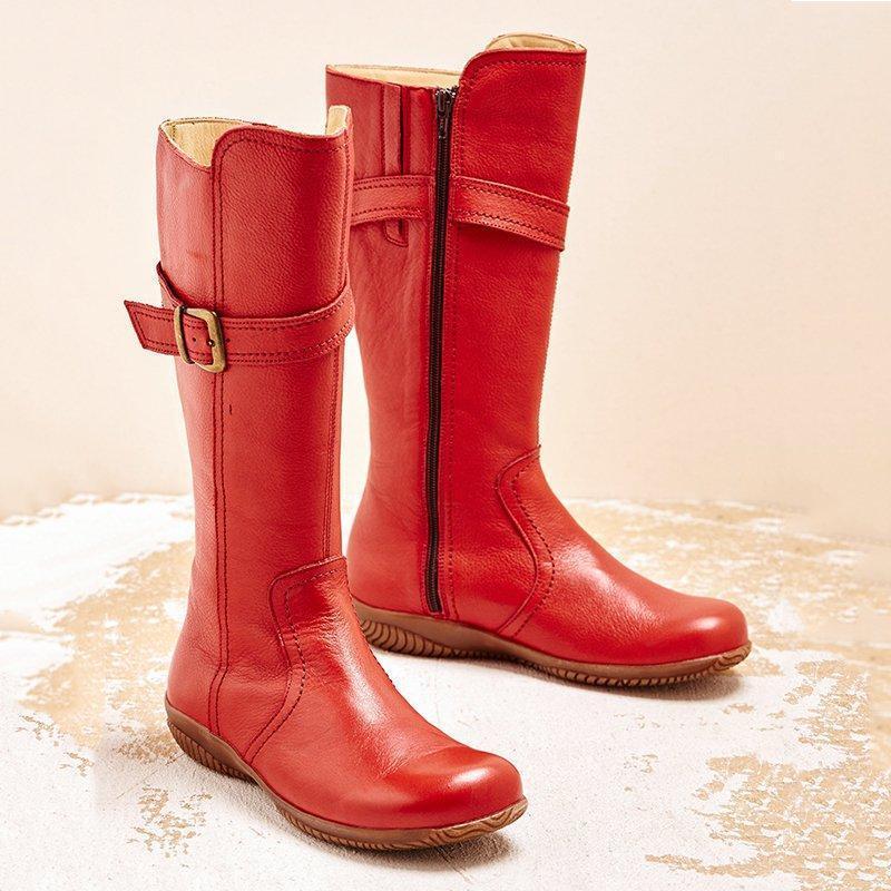 

Women Boots Pu Leather Zipper Retro Casual Womans Booties Gladiator Low Heel Shoes Ladies Fashion Botas Mujer Invierno TW5311, Black