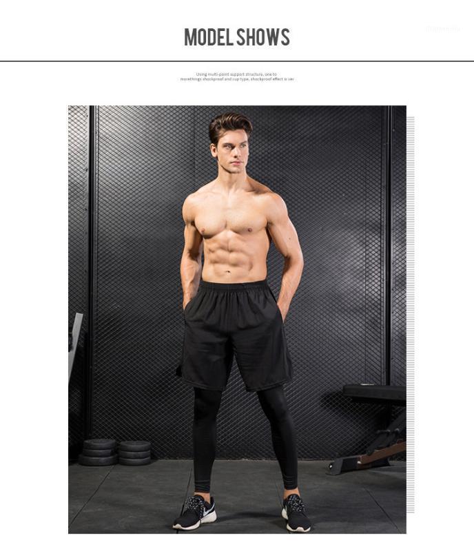 

Men' Tight False Two Piece Fitness Workout Running Gym Jogging Pants Leisure Quick Drying Compression Trousers Leggings1, As pic
