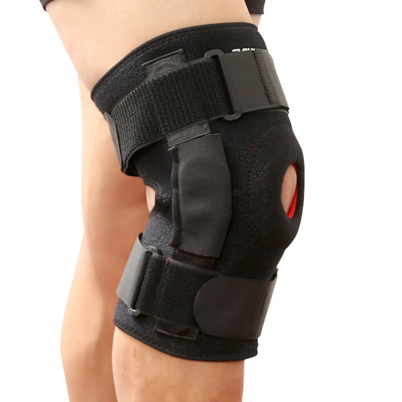 

1pcs Knee Pad Guard With Polycentric Hinges Support Knee Brace Protector Strap Professional Sports Safety, Black