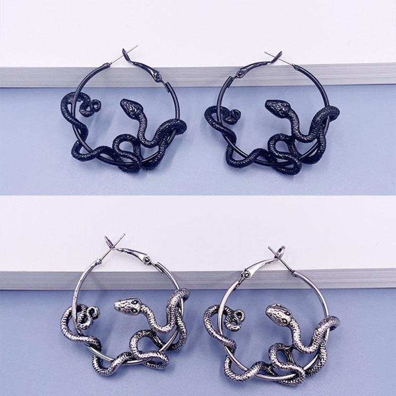 

Hot Cool Punk Snake Hoop Earrings Crazy Twining Snake Hoop Earrings Personality Statement Party Jewelry