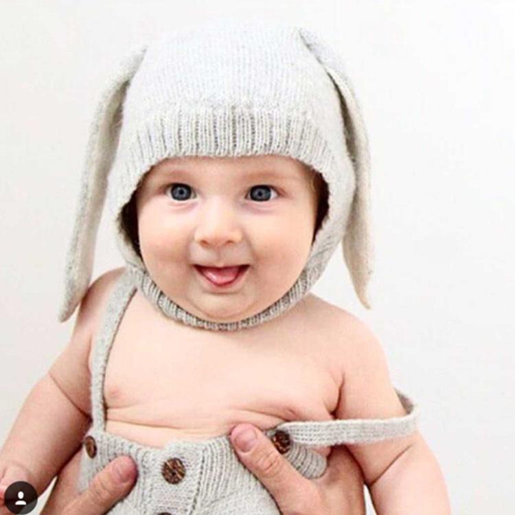 

Baby Ears Knitted Hat Infant Toddler Kids Winter Warm Cap for Children 0-3 Years Girl Boy Accessories Photography Props, Black