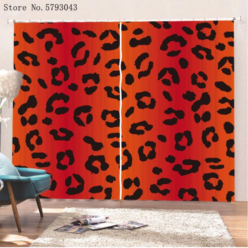 

Skin Animals Pattern Window Curtains 3D Print Leopard Window Drapes Home Cartoon Treatment 2 Panels Colorful Curtain, As picture