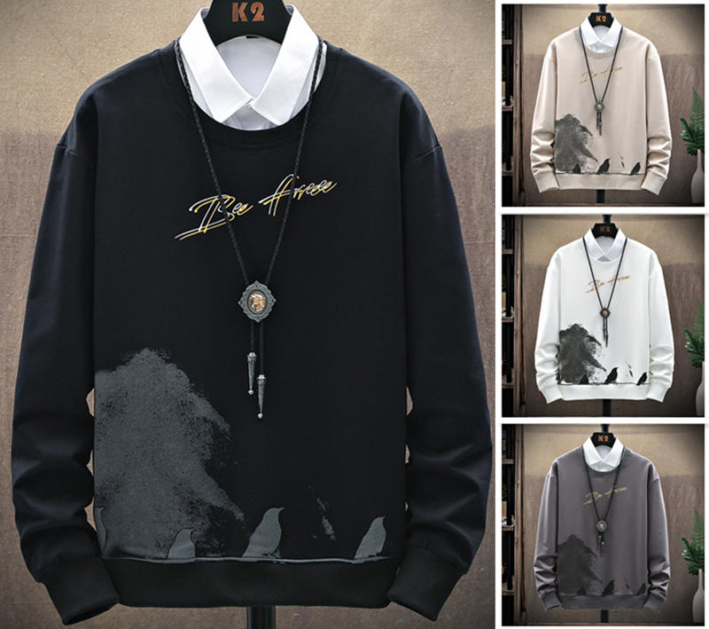 

Mens designers sweaters long sleeved t-shirt mens men desinger sweater trend clothes casual mens sweaters luxury sweater bottoming sweater, Black