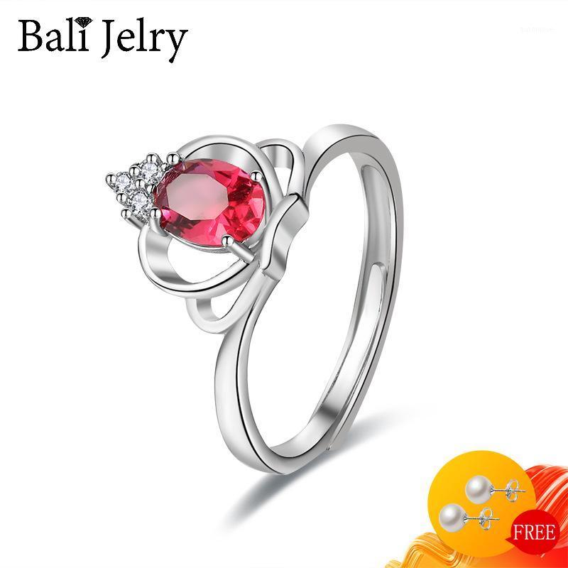 

BaliJelry Trendy Ring 925 Silver Jewelry Crown Shape Ruby Sapphire Zircon Gemstone Open Finger Ring for Women Wedding Engagement1