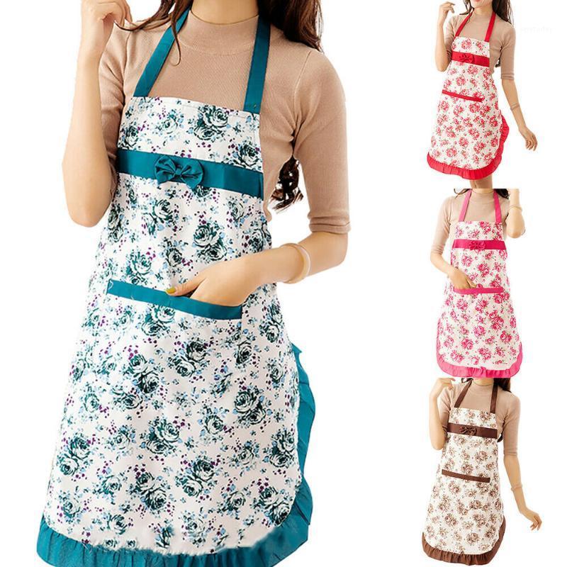 

Women's apron flowerkitchen Bib Apron cook bakery Restaurant waterproof oil proof1