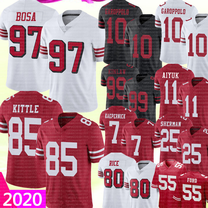 

George Kittle Bosa Brandon Aiyuk Jersey Jimmy Garoppolo Javon Kinlaw Colin Kaepernick Richard Sherman Dee Ford Jerry Rice Jerseys, Jersey {49}
