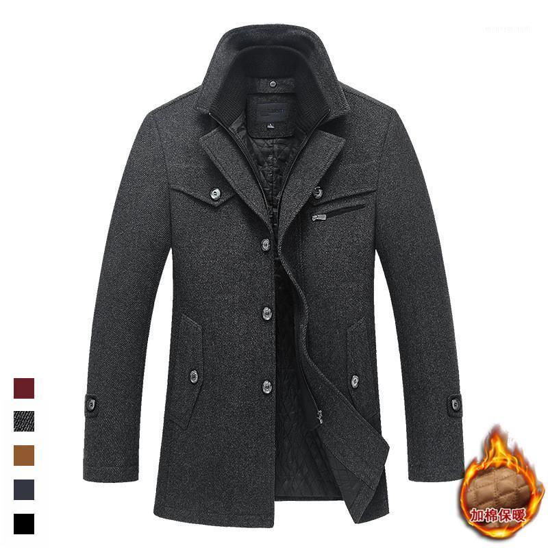 

Brand new Autumn Winter High-quality Men Woollen overcoat long Coat Casual and Cotton Men's Coat Warm Luxury Overcoat1, Black
