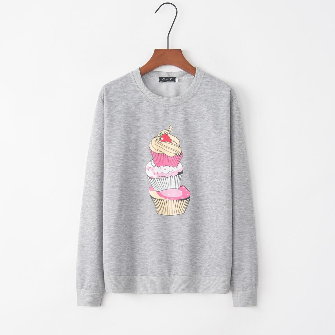 

Long Sleeve Ice Cream Print Sweatershirt