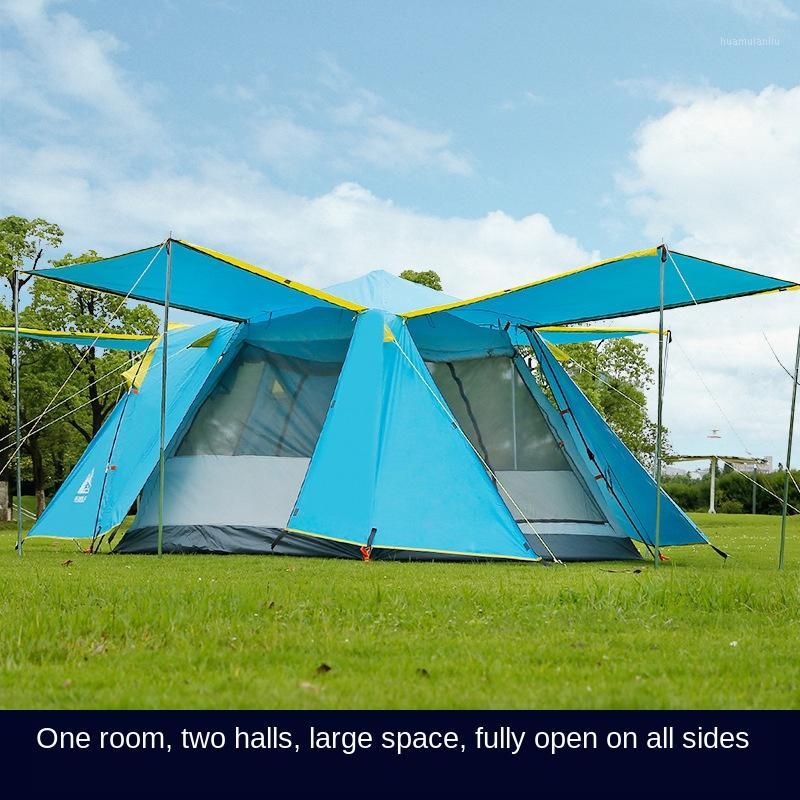 

Hewolf Outdoor One-bedroom Multi-NPC Tent Open Camping 5-8 People family travel Automatic Four-Door Camping Tent1