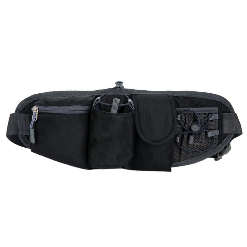 

Adjustable Strap Sports Gym Bottle Holder Running Pouch Lightweight Reusable Climbing Waist Bag Outdoor Fitness Large Capacity, Black